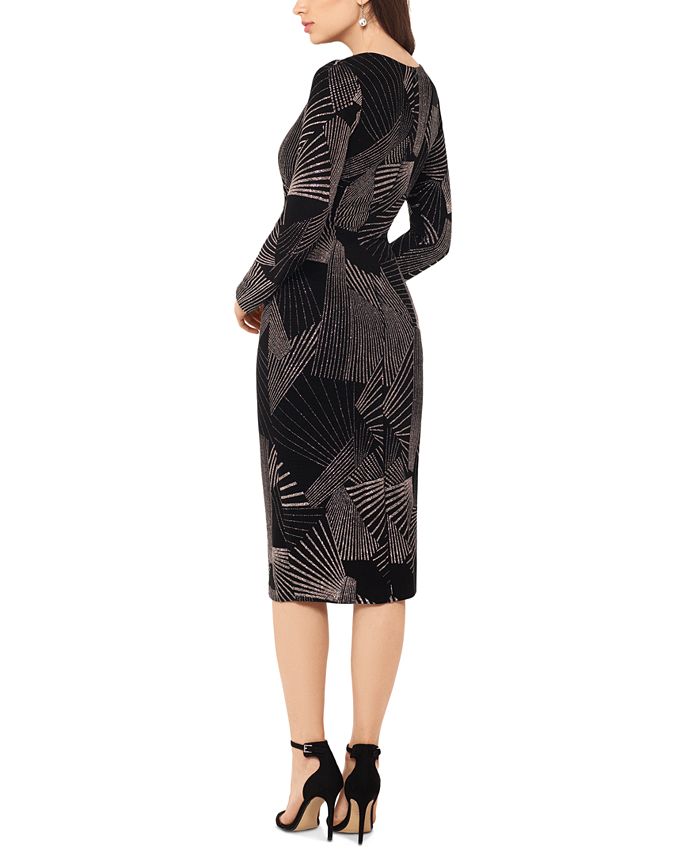 Betsy & Adam Women's Printed Sheath Dress Black Size 8Petite