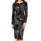 Betsy & Adam Women's Printed Sheath Dress Black Size 8Petite