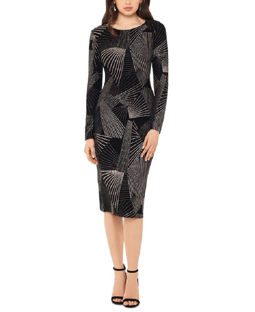 Betsy & Adam Women's Printed Sheath Dress Black Size 12Petite