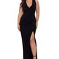 Betsy & Adam Women's V Neck Gown Black Size 16