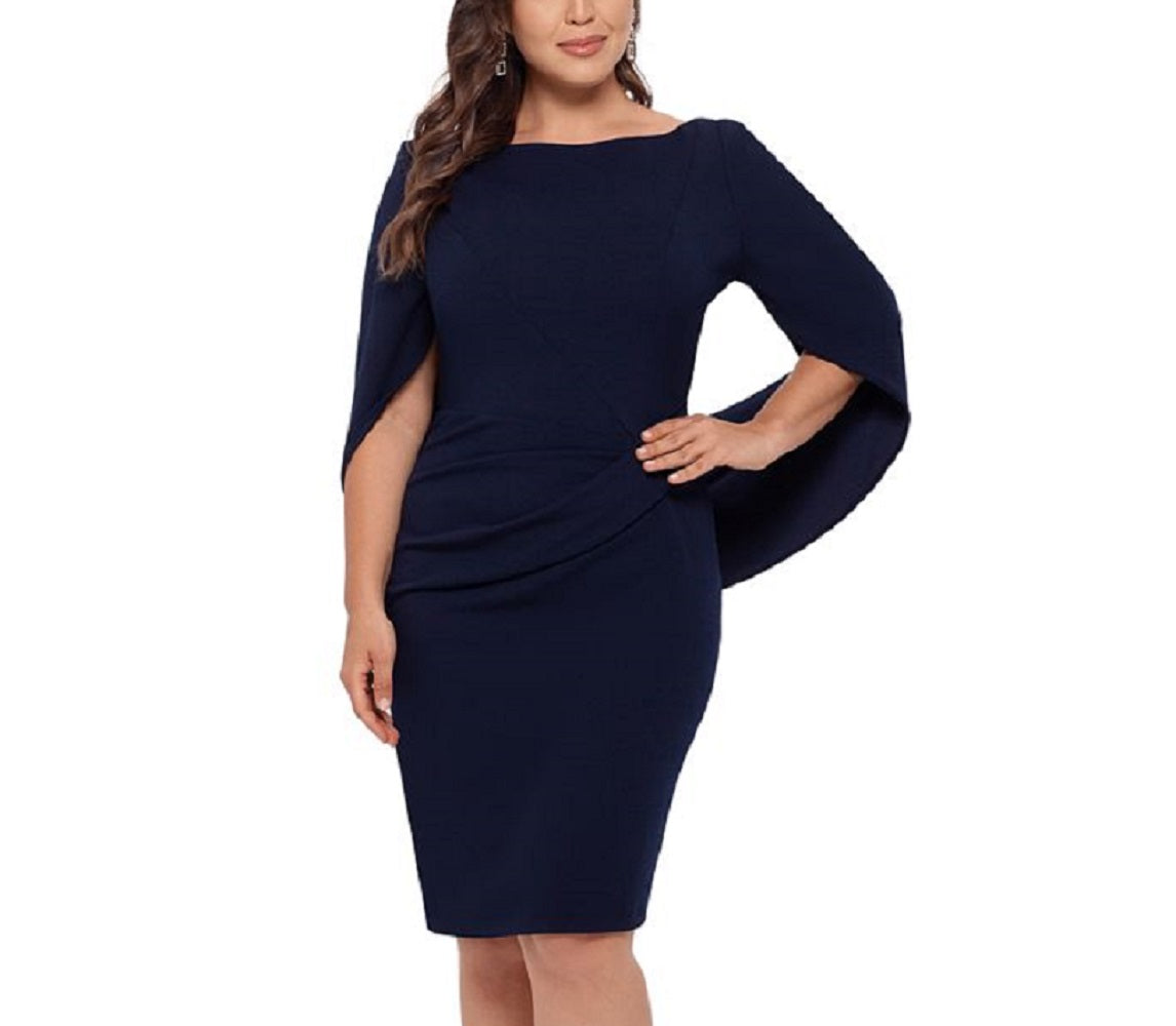 Betsy & Adam Women's Drape Back Bodycon Dress Blue Size Petite Small