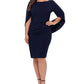 Betsy & Adam Women's Drape Back Bodycon Dress Blue Size 20W