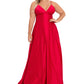 Betsy & Adam Women's V Neck Gown Red Size Large