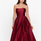 Betsy & Adam Women's Strapless High Low Gown Red Size 10Petite