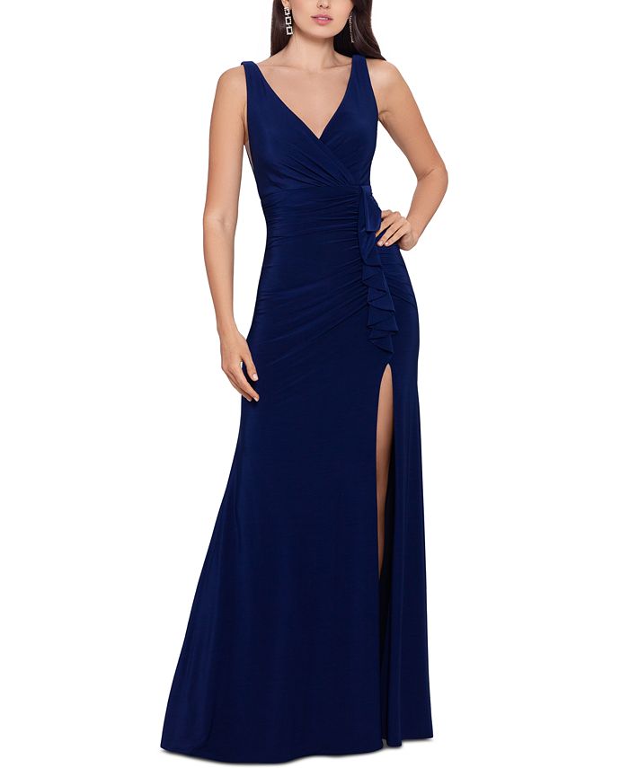 Betsy & Adam Women's Ruched Gown Blue Size 4