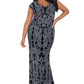 Betsy & Adam Women's Glitter Cap Sleeve Gown Black Size 18W
