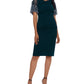 Betsy & Adam Women's Mesh Sleeve Sheath Dress Green Size 8