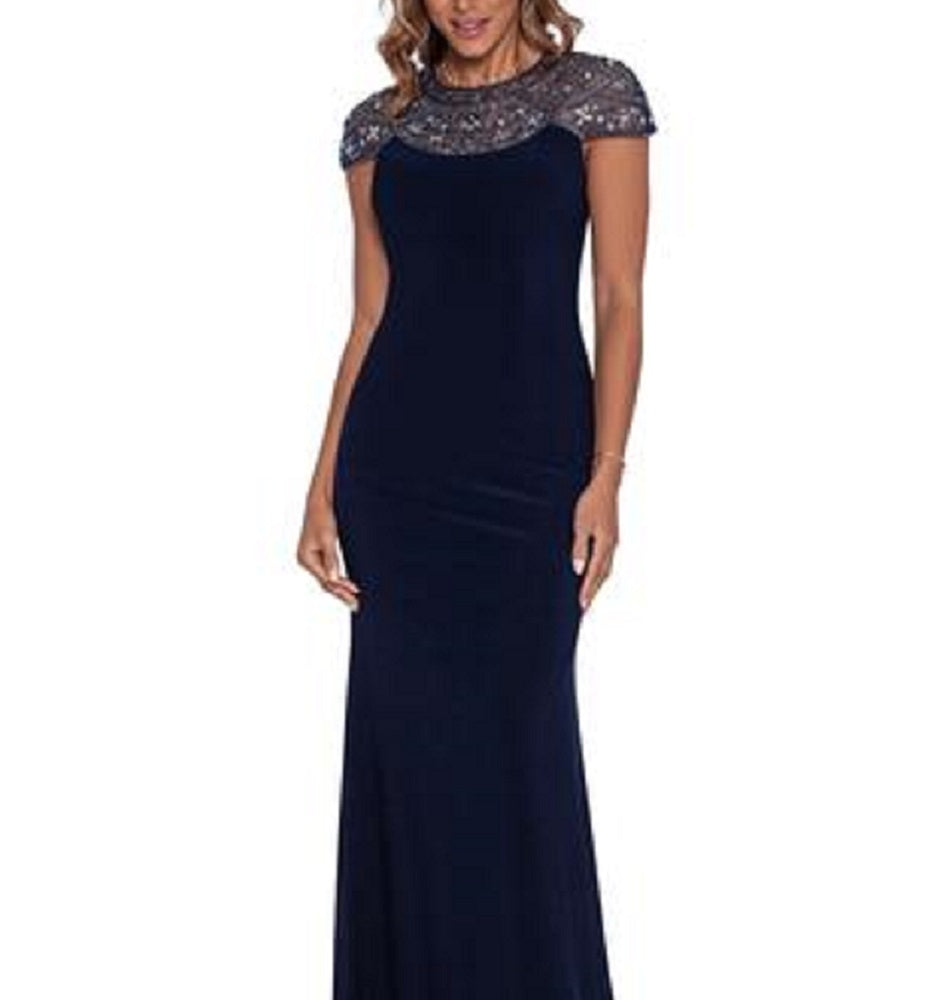 Betsy & Adam Women's Beaded Gown Blue Size 14