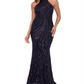 Aqua Women's Mock Neck Sequin Gown Black Size 12