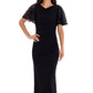 Betsy & Adam Women's Lace Sleeve Gown Black Size 14