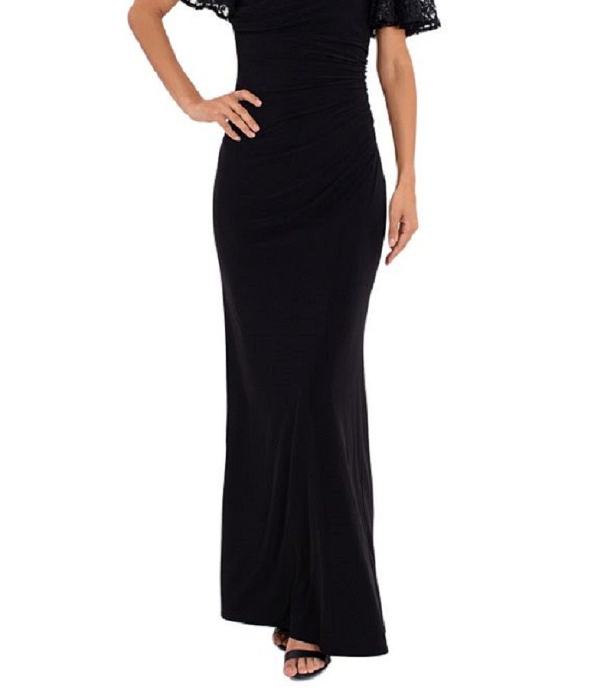 Betsy & Adam Women's Lace Sleeve Gown Black Size 14