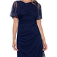 Betsy & Adam Women's Embellished Cascade Ruffle Gown Blue Size 10