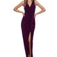 Betsy & Adam Women's Ruffled V Neck Gown Red Size 8
