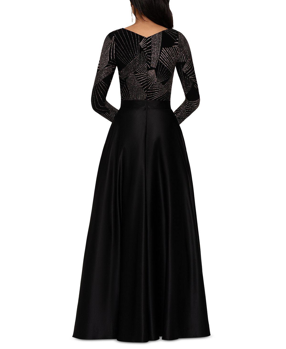 Betsy & Adam Women's Mixed Media Evening Gown Black Size 4Petite