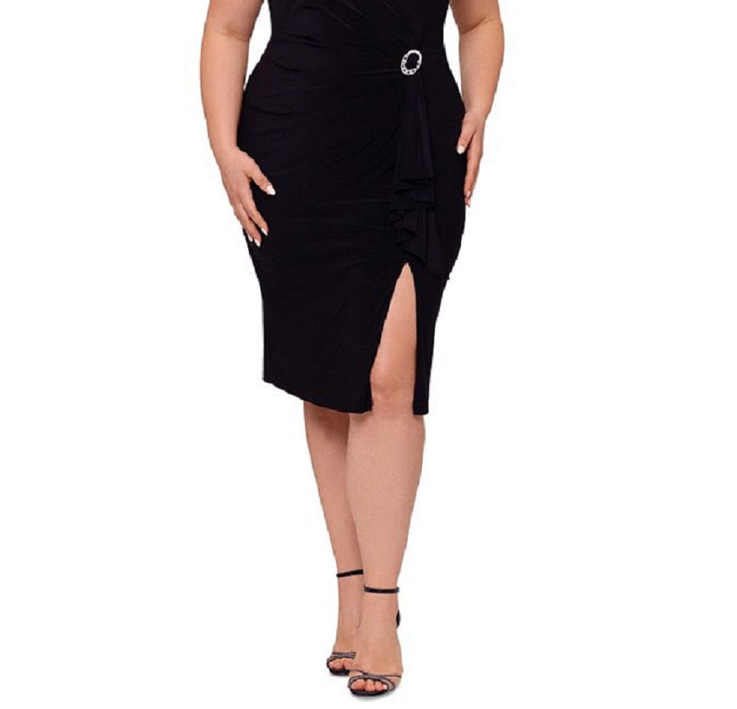 Betsy & Adam Women's Rhinestone Pin Dress Black Size 14W