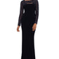 Betsy & Adam Women's Embellished Cutout Gown Black Size 6Petite