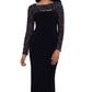 Betsy & Adam Women's Embellished Cutout Gown Black Size 12Petite
