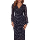 Betsy & Adam Women's Printed Pleated Gown Black Size 10