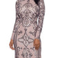 Betsy & Adam Women's Placed Sequin Gown Brown Size12Petite