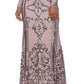 Betsy & Adam Women's Placed Sequin Gown Brown Size12Petite