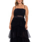 Betsy & Adam Women's Mesh Corset Dress Black Size 14W