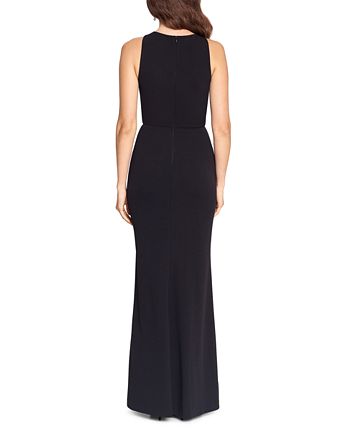 Betsy & Adam Women's Side Ruffled Gown Black Size 12Petite