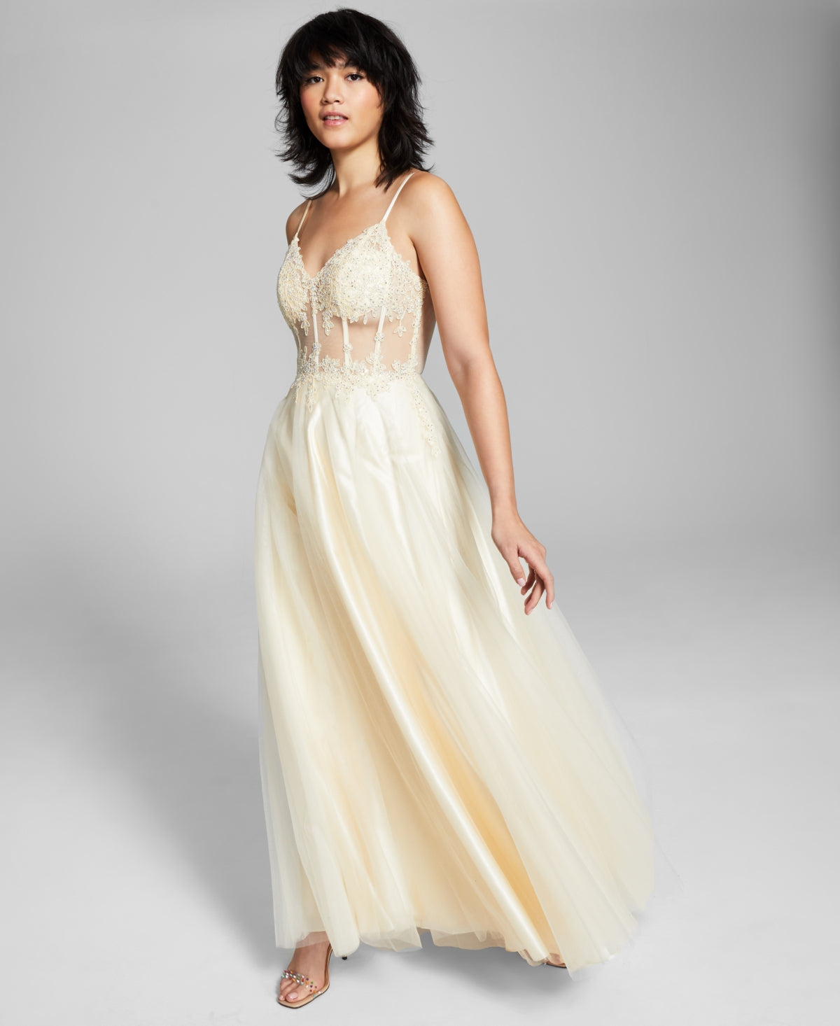 Blondie Nites Junior's Corset Gown Yellow Size 5