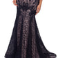 Betsy & Adam Women's V Neck Lace Appliques Mermaid Gown Black Size 10