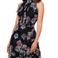 Betsy & Adam Women's Floral Print Chiffon Ruffle Gown Black Size 12Petite