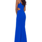 Betsy & Adam Women's One Shoulder Cutout Gown Blue Size 4