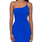Betsy & Adam Women's One Shoulder Cutout Gown Blue Size 10