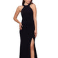 Betsy & Adam Women's High Slit Lace Up Dress Black Size 4