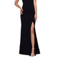 Betsy & Adam Women's High Slit Lace Up Dress Black Size 4