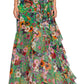 Betsy & Adam Women's Floral Print Ruffled Halter Gown Green Size 6
