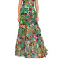 Betsy & Adam Women's Floral Print Ruffled Halter Gown Green Size 8