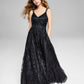 Blondie Nites Junior's Glitter Illusion Strap Mesh Ball Gown Black Size 7