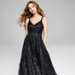 Blondie Nites Junior's Glitter Illusion Strap Mesh Ball Gown Black Size 7