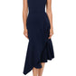 Betsy & Adam Women's Asymmetrical Hem Midi Dress Blue Size 10
