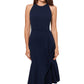 Betsy & Adam Women's Asymmetrical Hem Midi Dress Blue Size 10