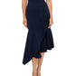 Betsy & Adam Women's Asymmetrical Hem Midi Dress Blue Size 10