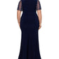 Betsy & Adam Women's Embellished Sleeve Dress Blue Size Petite Small