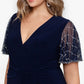 Betsy & Adam Women's Embellished Sleeve Dress Blue Size Petite Small