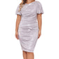Betsy & Adam Women's Metallic Flutter Sleeve Sheath Dress Gray Size 18W