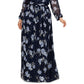 Betsy & Adam Women's Floral Chiffon Gown Blue Size 14W