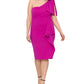 Betsy & Adam Women's One Shoulder Sheath Dress Pink Size 14W