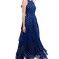 Betsy & Adam Women's Printed Halter Gown Blue Size Medium