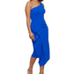Betsy & Adam Women's One Shoulder Ruffled Midi Dress Blue Size 14