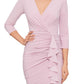 Betsy & Adam Women's Ruched Ruffle Trim Gown Pink Size 4