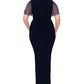 Betsy & Adam Women's Beaded Sleeve Ruffled Gown Blue Size 14W