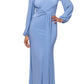 Betsy & Adam Women's Draped V Neck Gown Blue Size 4